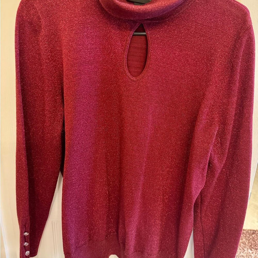 Lane Bryant Shimmering Red Cowl Neck Sweater